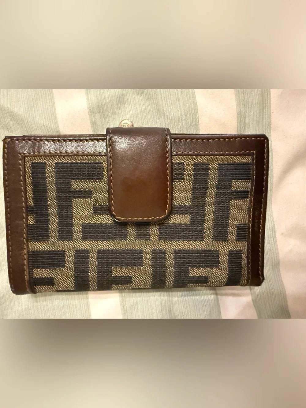 Fendi Zucca BiFold Kiss Lock Wallet